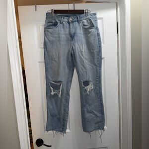 Sincerely Jules Light Blue Distressed Straight-Leg Jeans